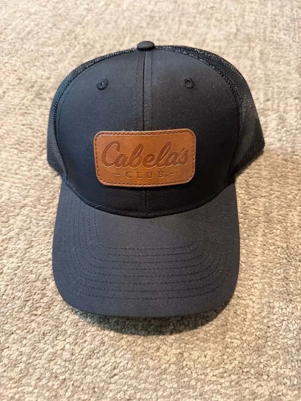 Cabela's Club Mesh Back Snapback Hat with Leather Logo Patch